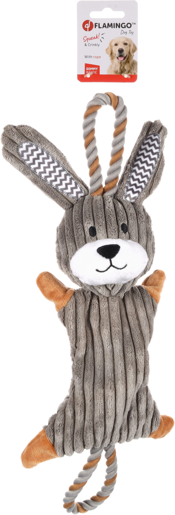 TOY GOMMY RABBIT WITH ROPE GRAY - Image 3