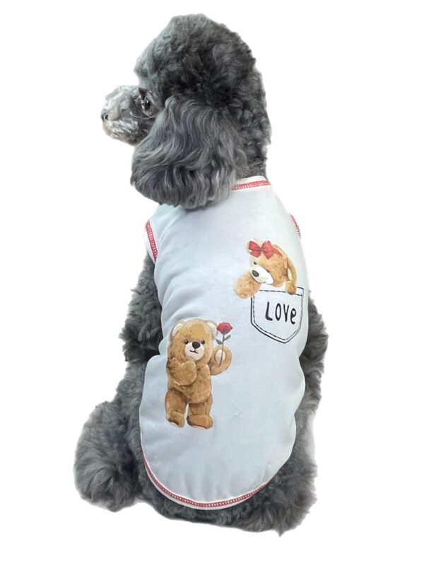 White Dog Shirt with Teddy and "Love" Imprint - Size S/M - Image 3