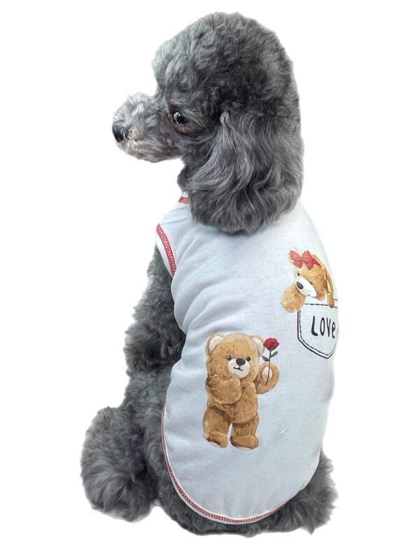 White Dog Shirt with Teddy and "Love" Imprint - Size S/M - Image 2