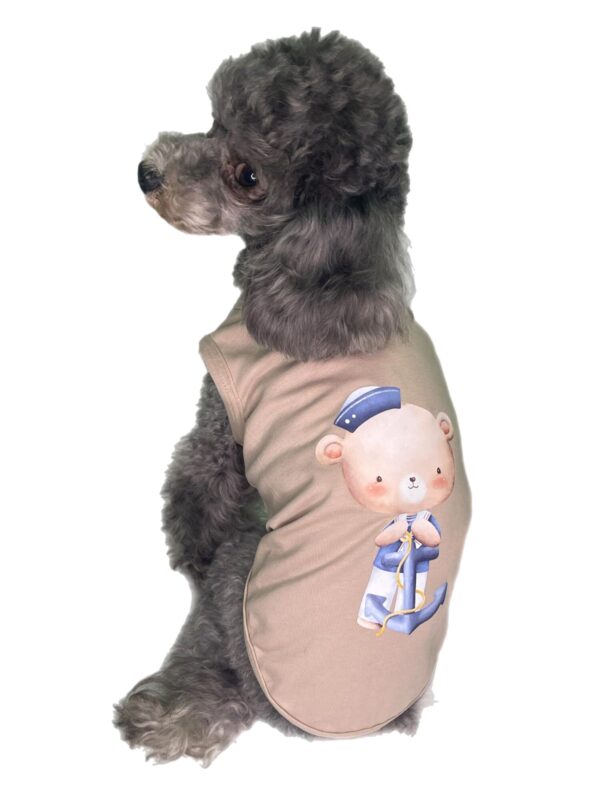 Beige Dog Shirt with Sailor Bear - Size S - Image 2