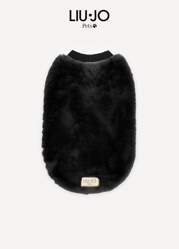 Liu Jo Pets Luxe Hondentrui – Zwart Faux Fur & Gebreid Design - Afbeelding 2