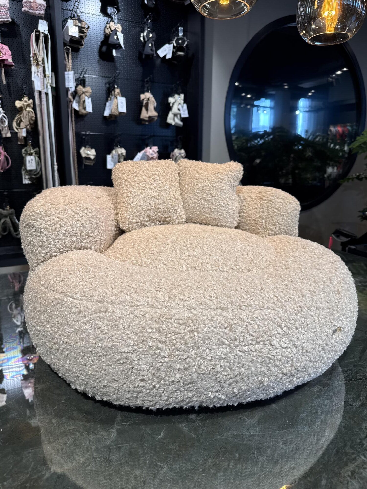 Round Sofa Bed Teddy Beige | Elittepuppy Club - Afbeelding 3