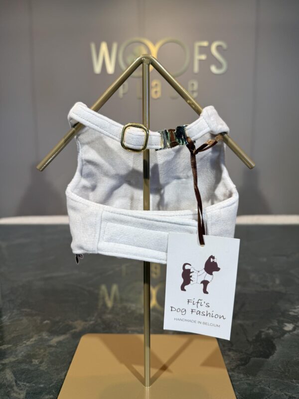 Fifi's Dogfashion - Old School Bow Ecru Velvet Harness - Image 3