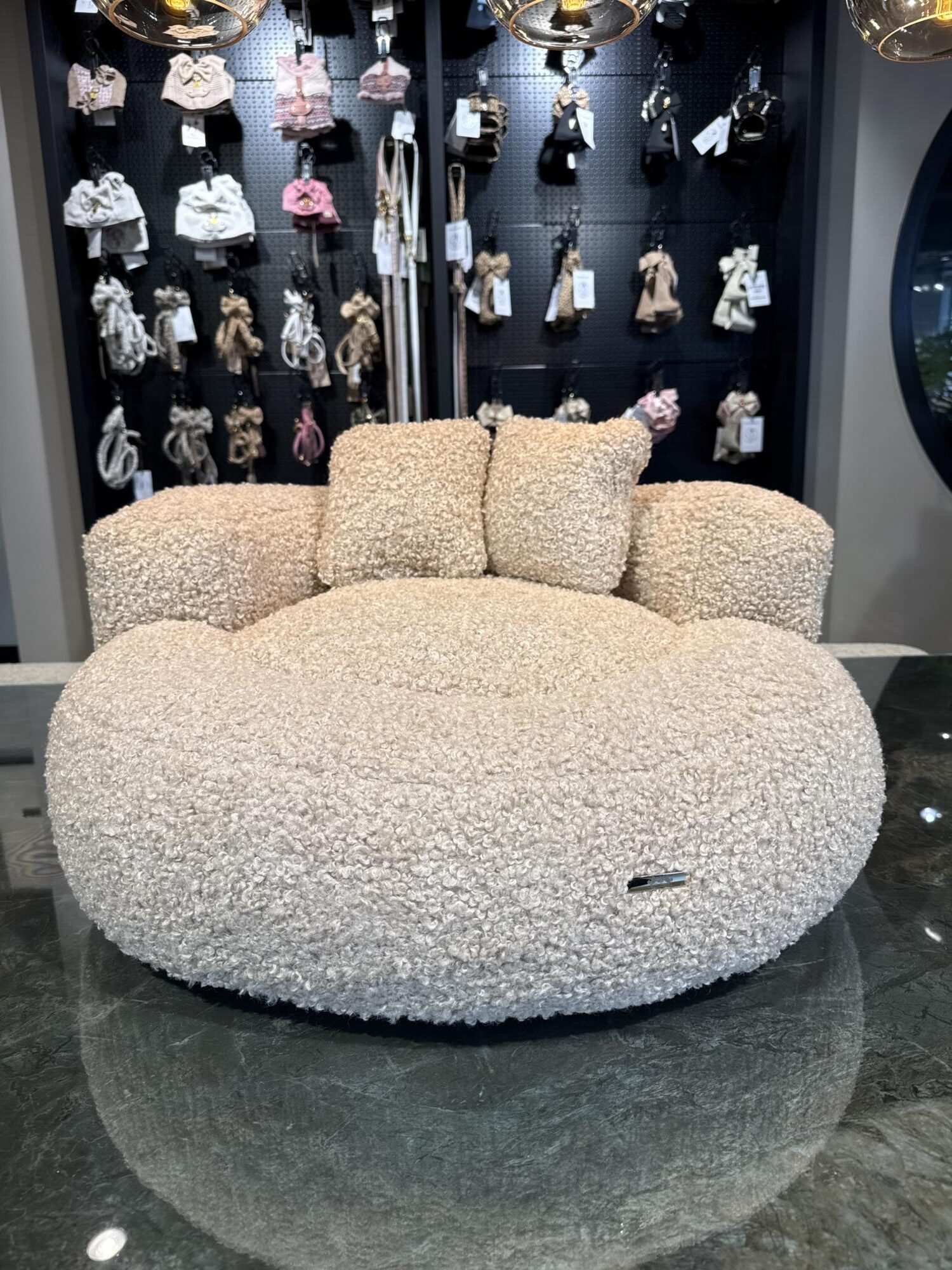 Round Sofa Bed Teddy Beige | Elittepuppy Club - Afbeelding 2