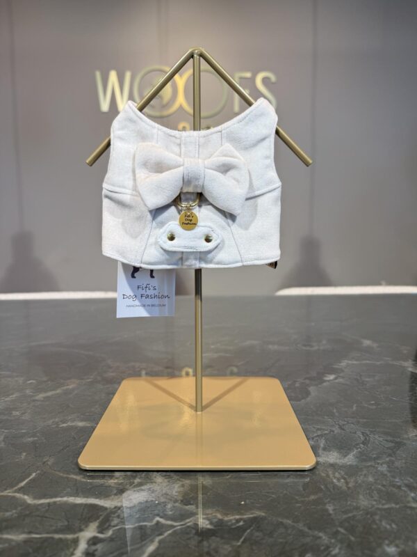 Fifi's Dogfashion - Old School Bow Ecru Velvet Harness - Image 2